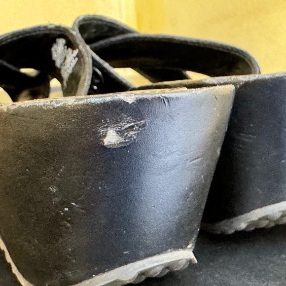 Harley Davidson Sandals Size 7 Black Strappy Wedge Heels Biker Goth Leather - Picture 5 of 12